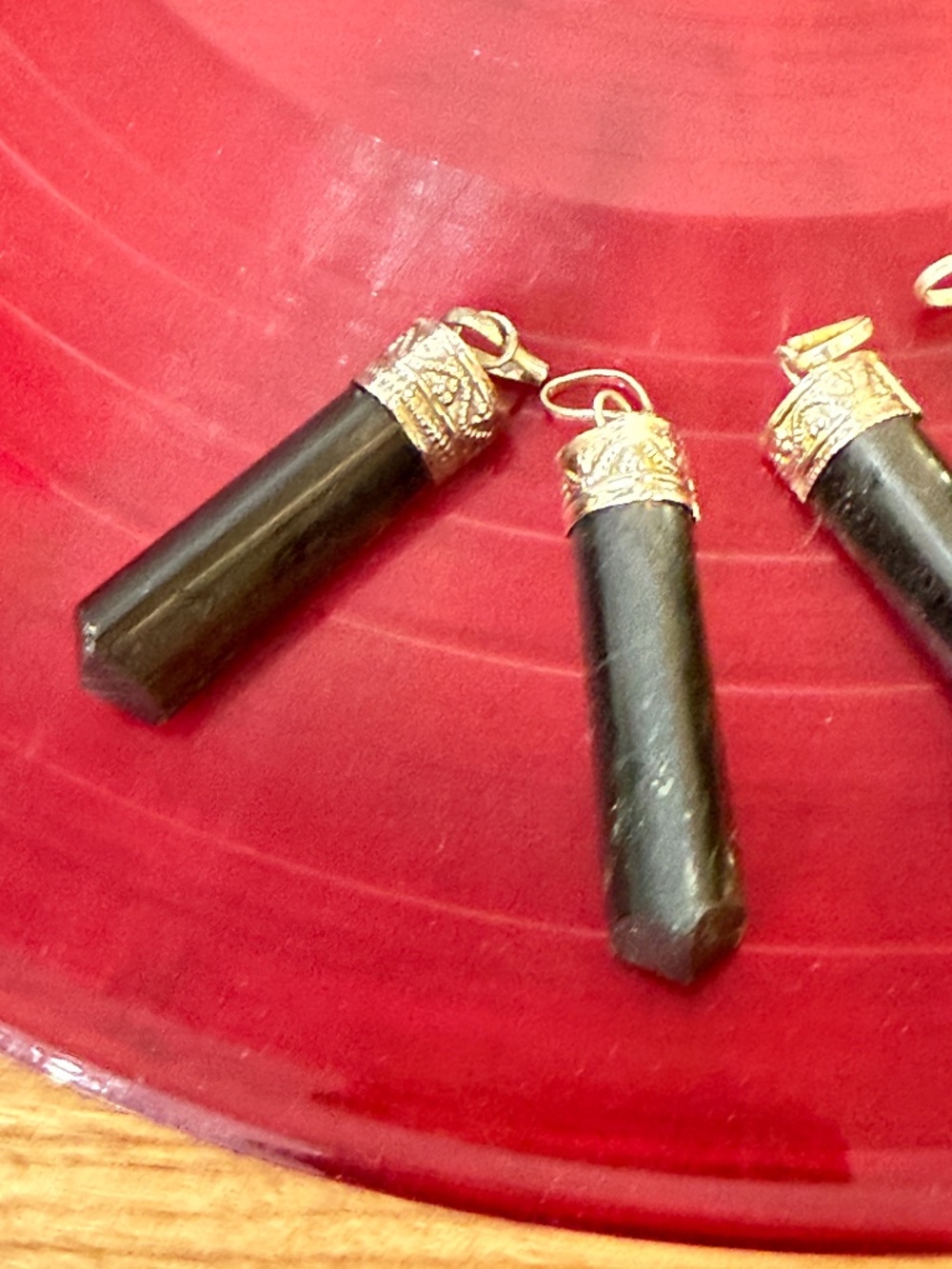 4 Onyx Pendants Black Agate - Picture 4 of 6